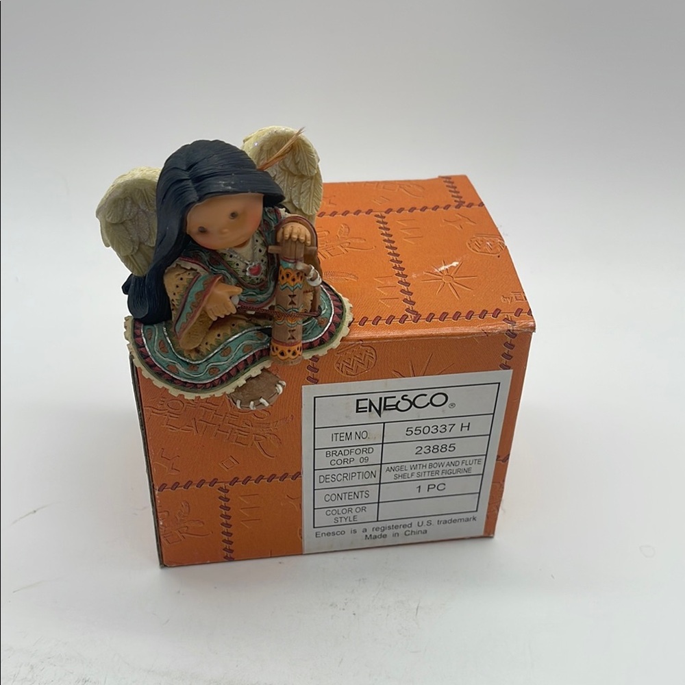 Enesco Friends of the Feather Angel with Bow and Flute Shelf Sitter Figurine